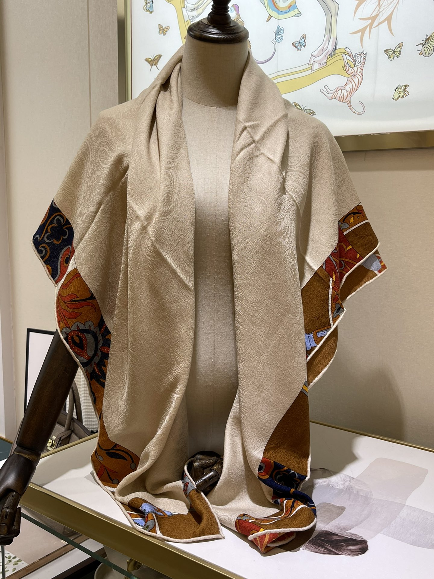 H**mes square towel-140*140cm