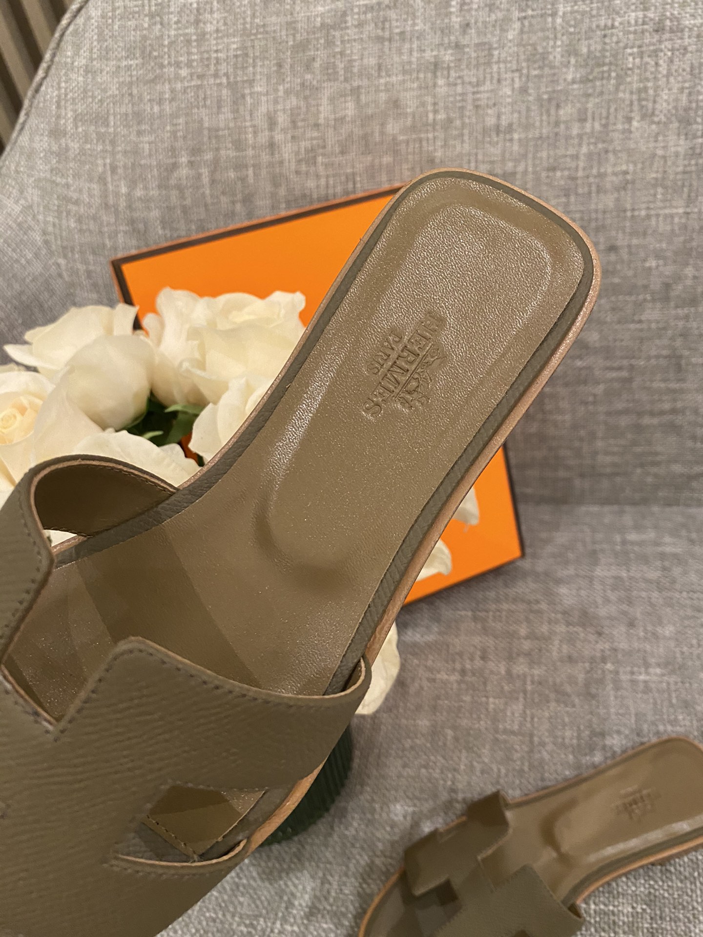 H**mes slippers in caviar leather