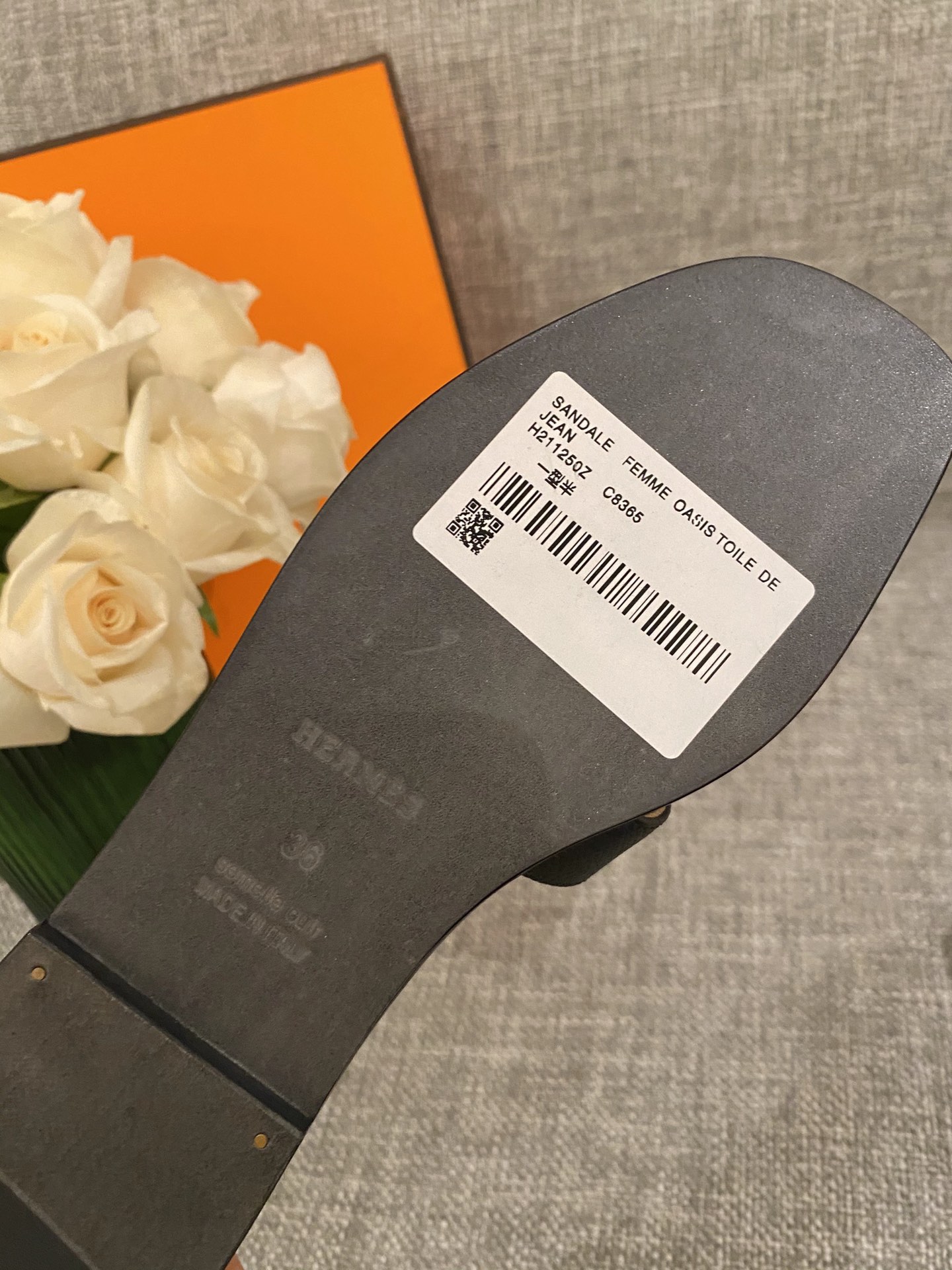 H**mes slippers in caviar leather