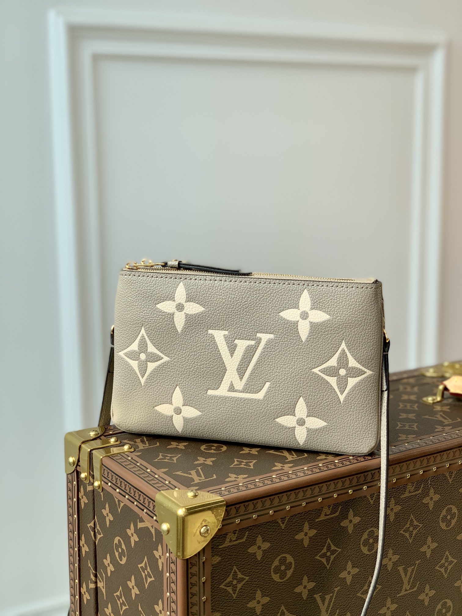 l0*is V*t0n m80084 pochette double zip bag -20*12.5*3cm