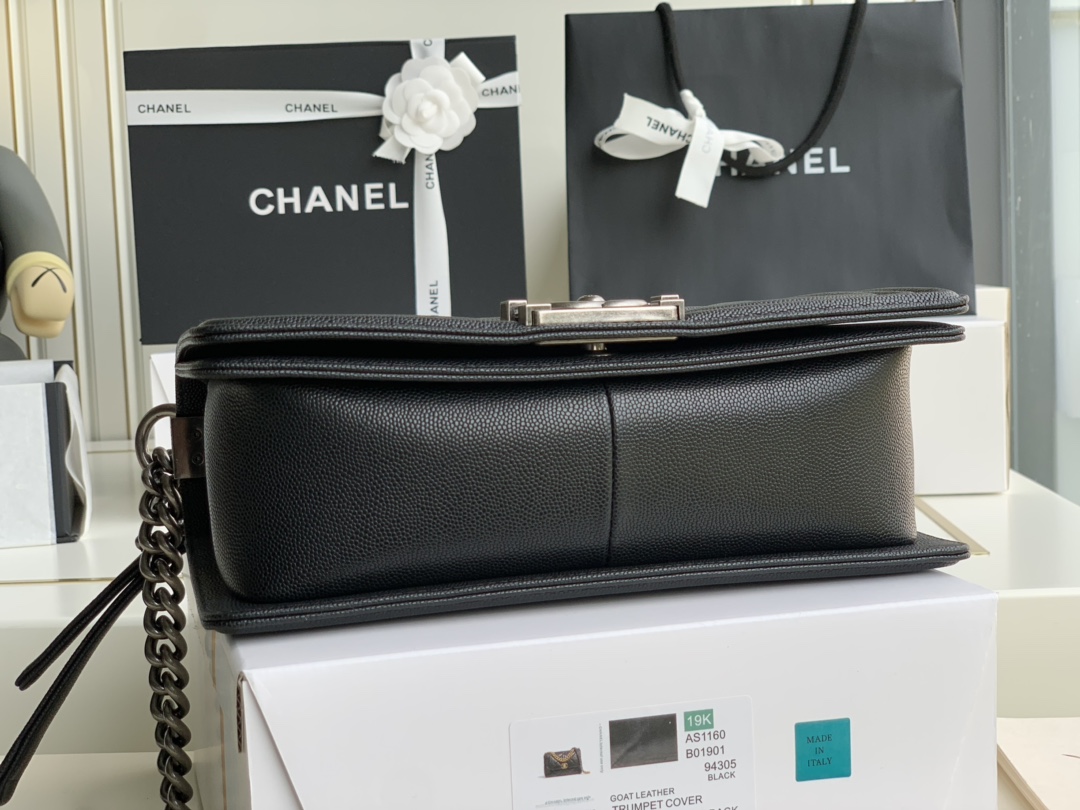 Ch@nel Boy Bag-Caviar-25CM