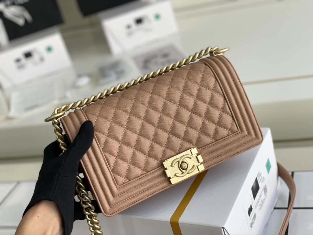 Ch@nel Boy Bag-Caviar-25CM