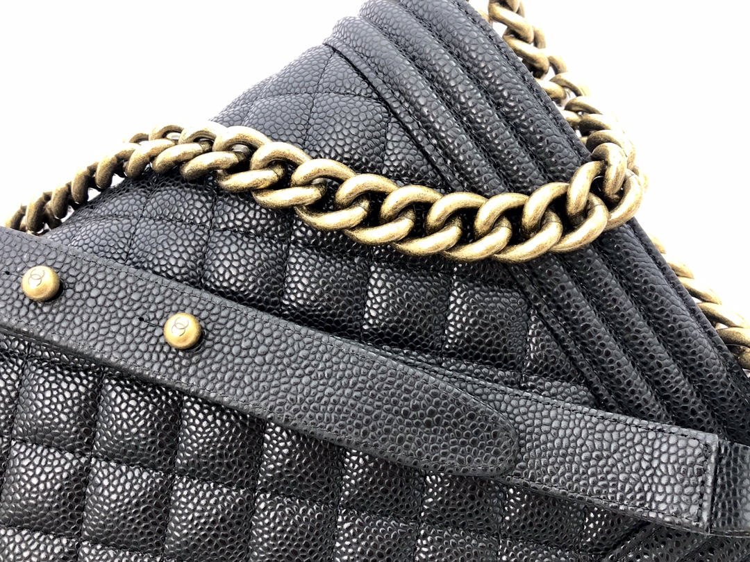 Ch@nel Boy Bag-Caviar-28CM