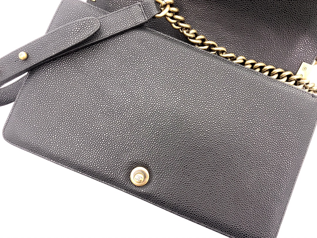 Ch@nel Boy Bag-Caviar-28CM