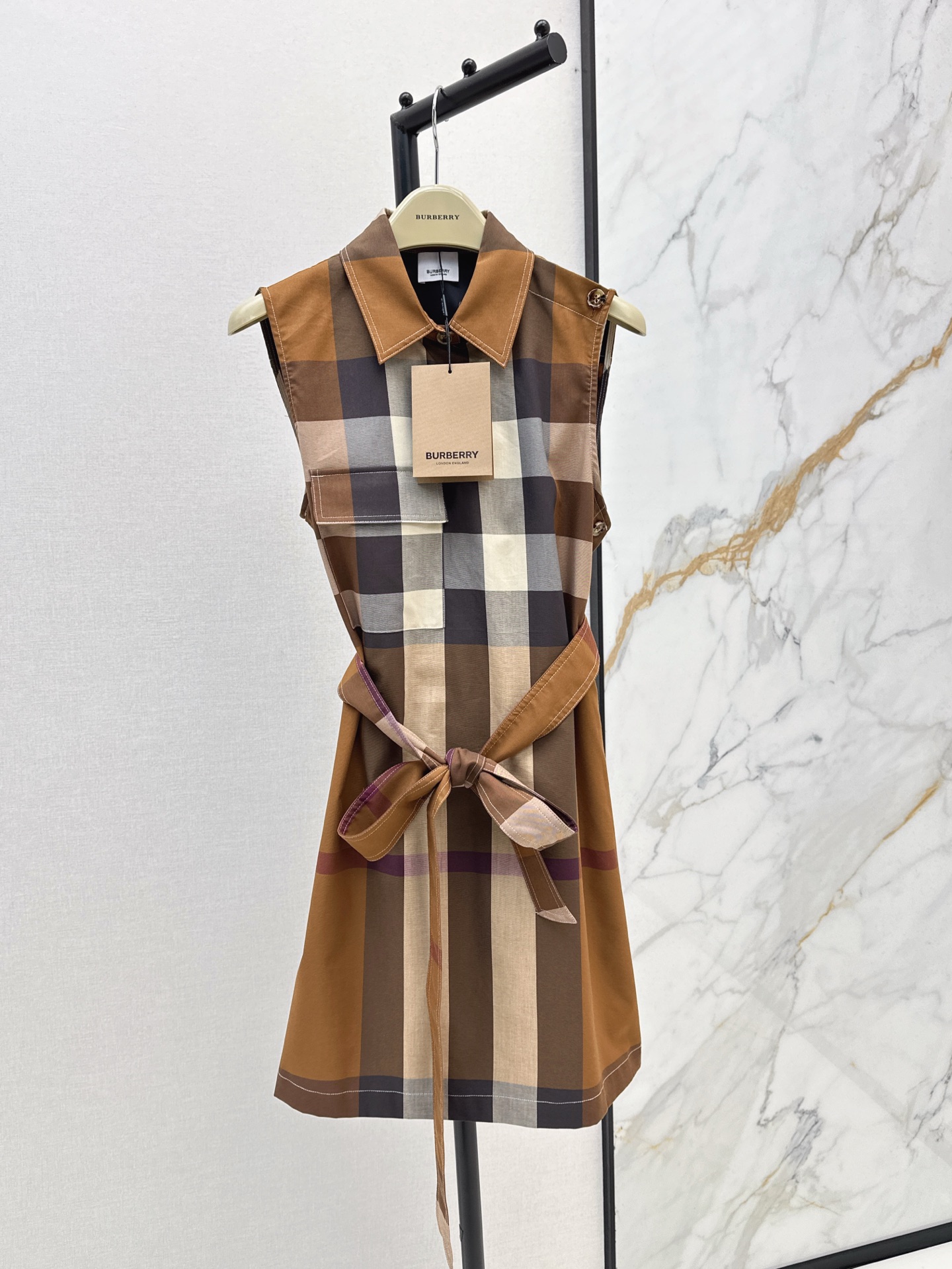 Bur 25SS Classic Checkered Shirt Dress