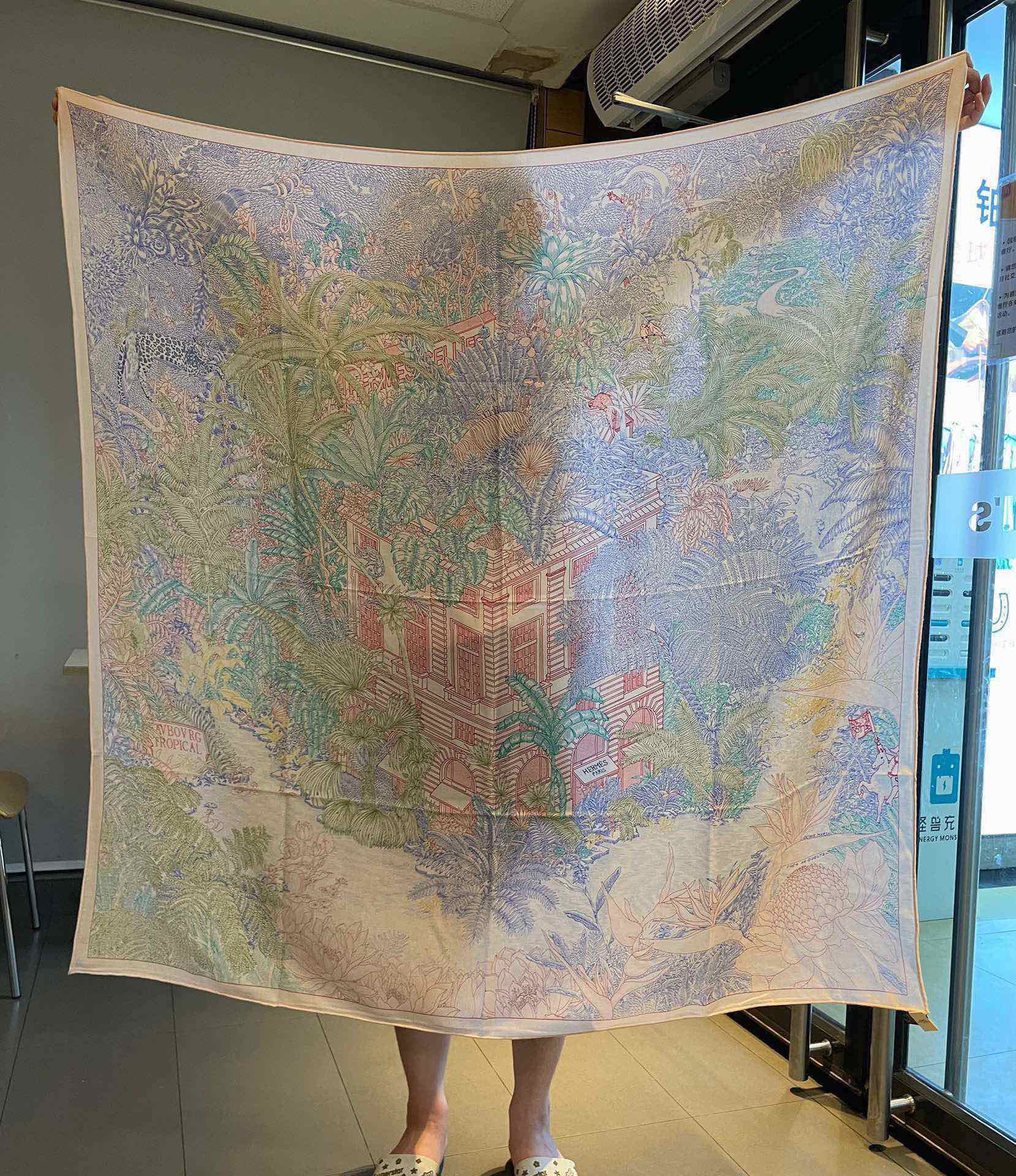 H**mes square towel-140*140cm