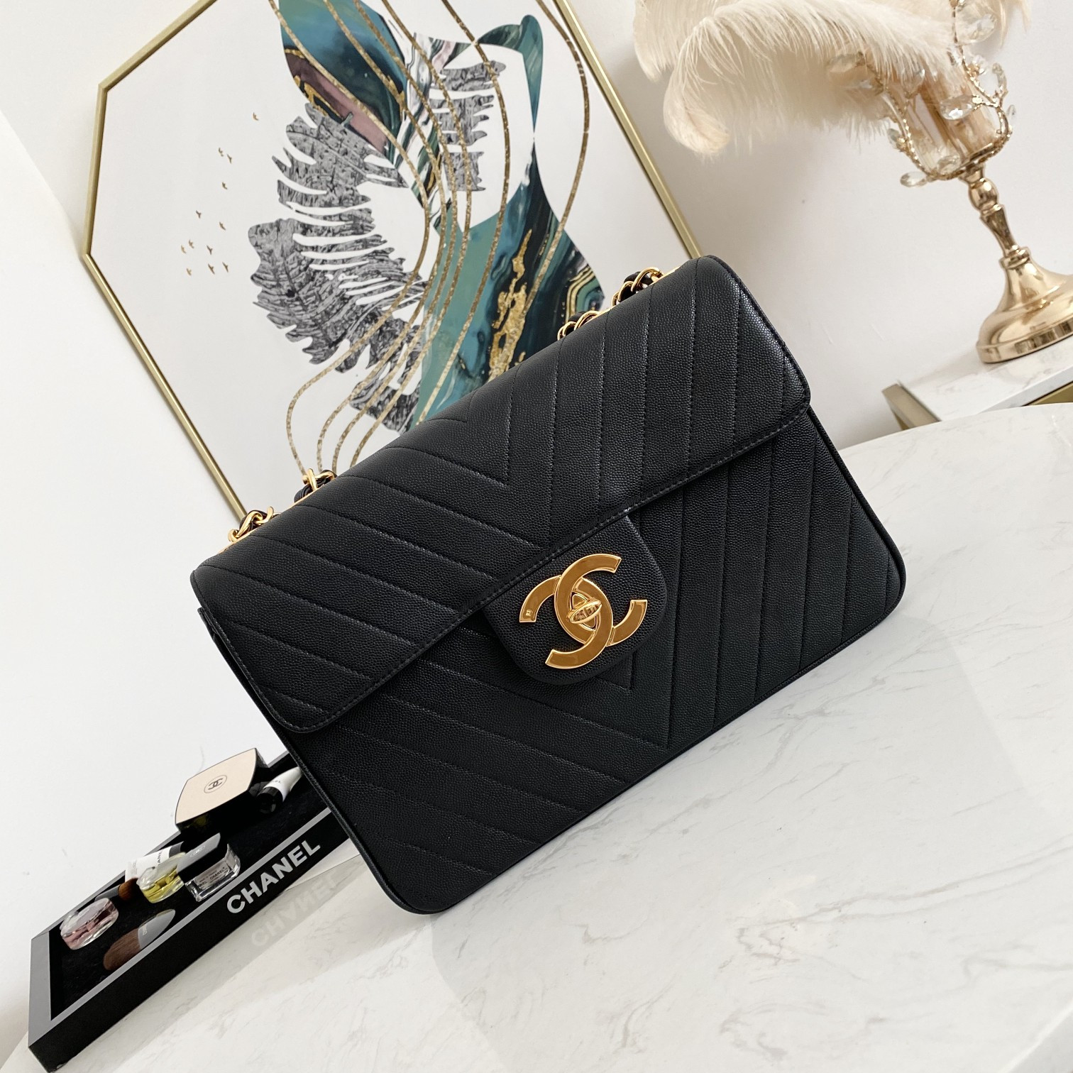 Ch@nel 2021 Flap Bag-Caviar-30*21*8CM
