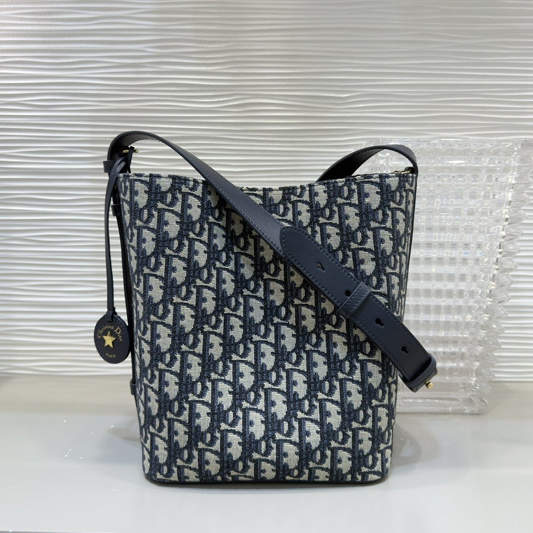Diro Small D10rstar Bucket Bag Blue Oblique Jacquard-24*24*15CM