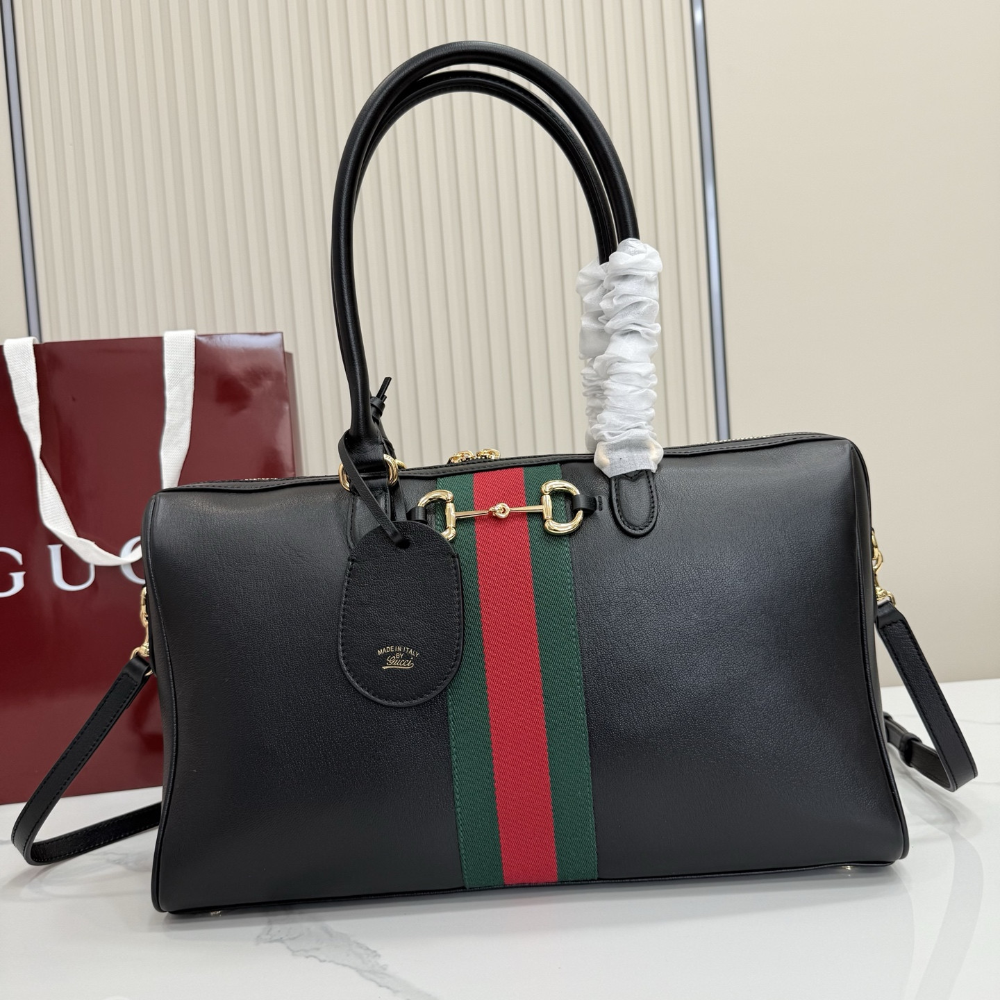 Gv*c* Borsetto Large Boston Bag In Black Leather-38.5*22.5*13CM