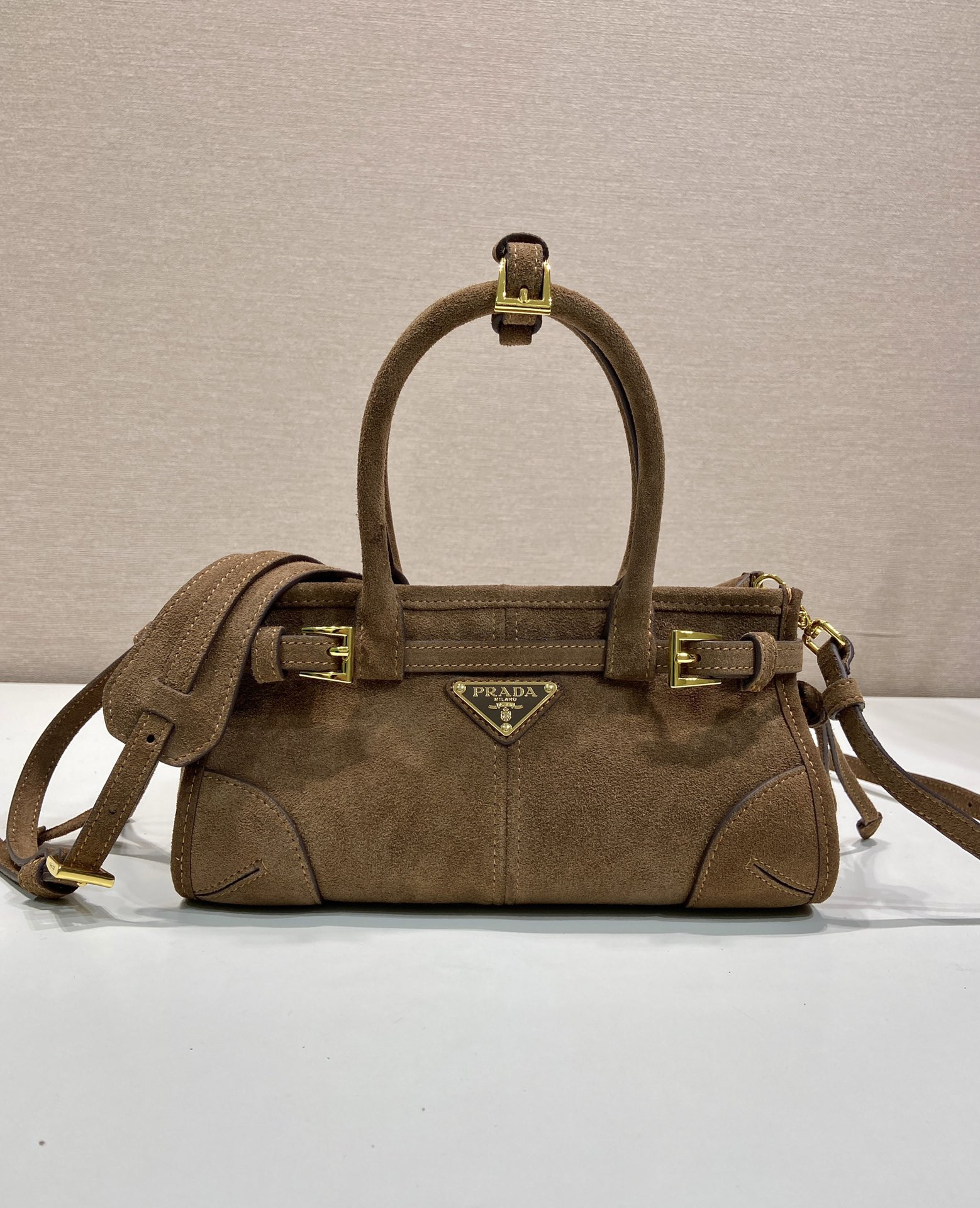 Pra*a Bonnie Suede Handbag-23.5*12*9CM