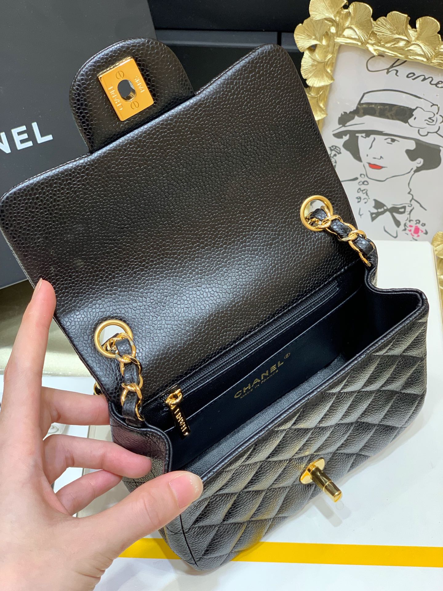 Ch@nel Flap Bag-Caviar-17CM