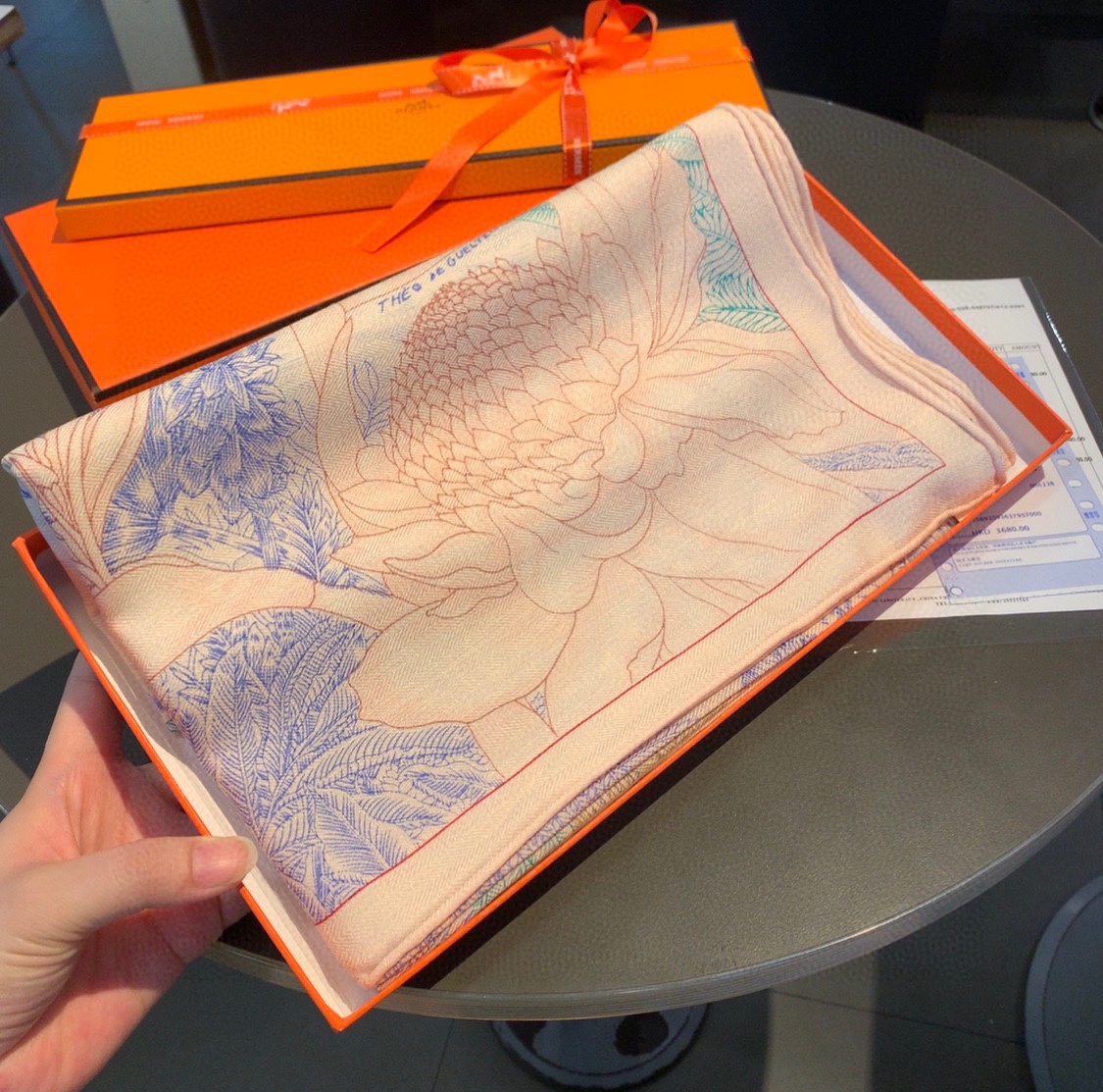 H**mes square towel-140*140cm