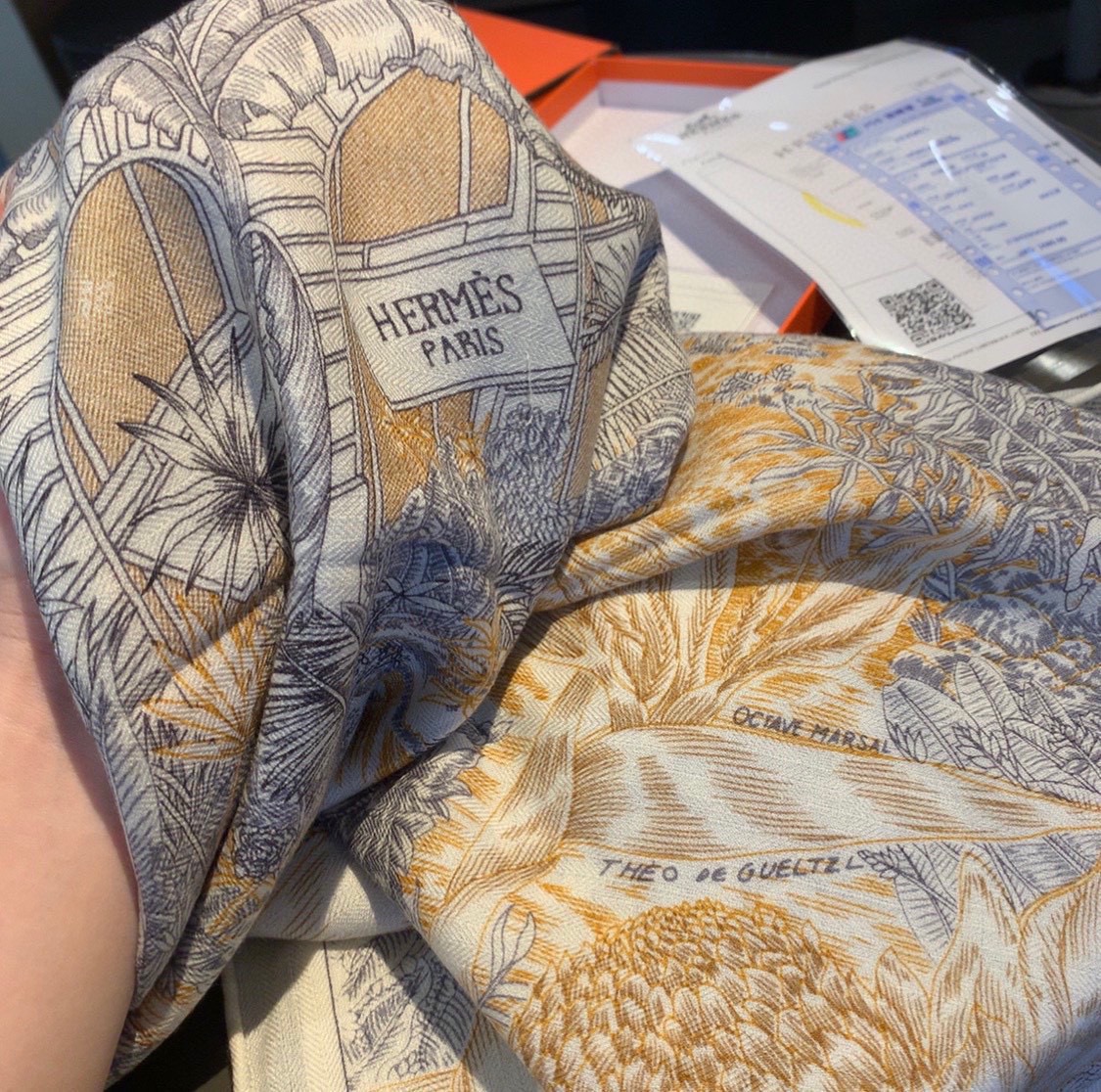 H**mes square towel-140*140cm