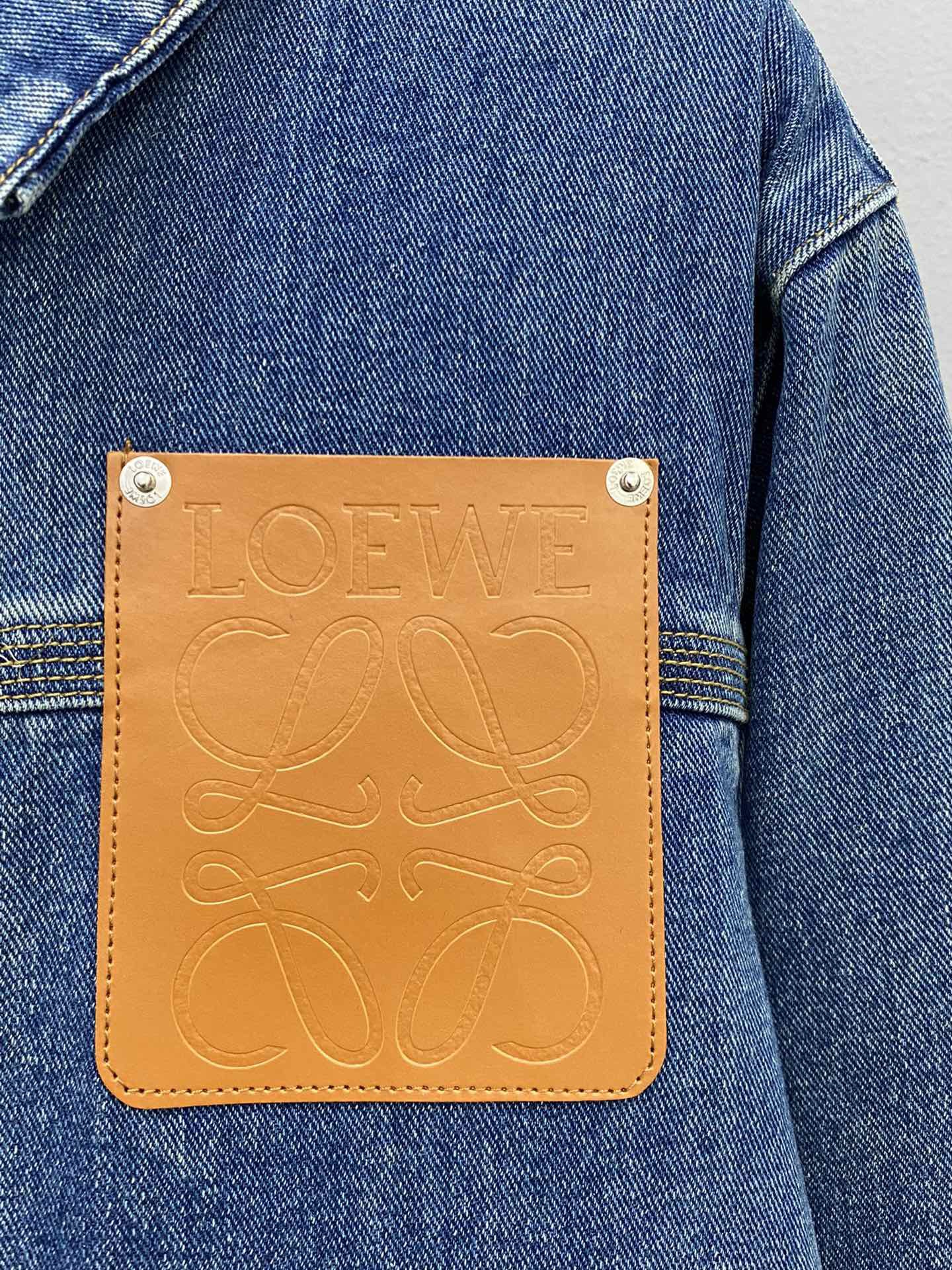 L0ew* anagram-debossed denim jacket