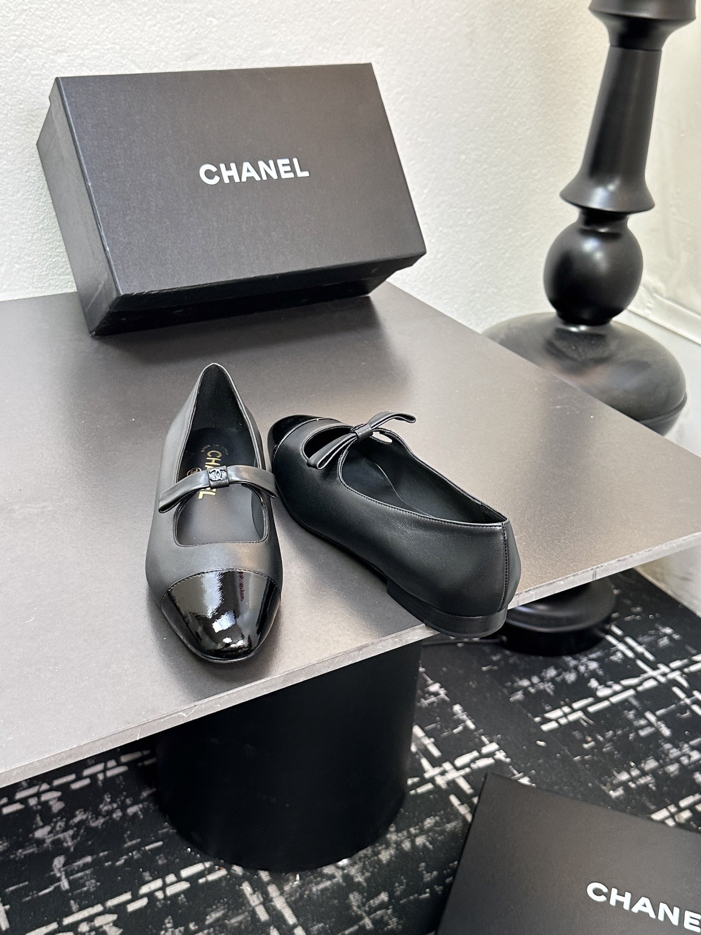 Chan*el Patent Calfskin Mary Janes Flats