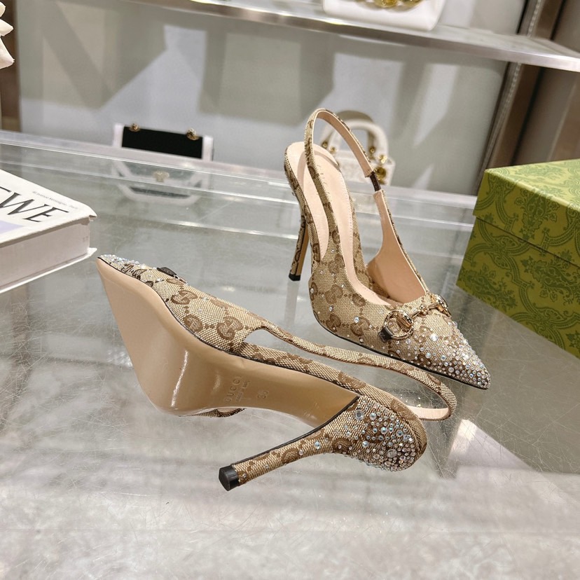 Gv*c* Horsebit Slingback Pumps In GG Canvas-8.5CM