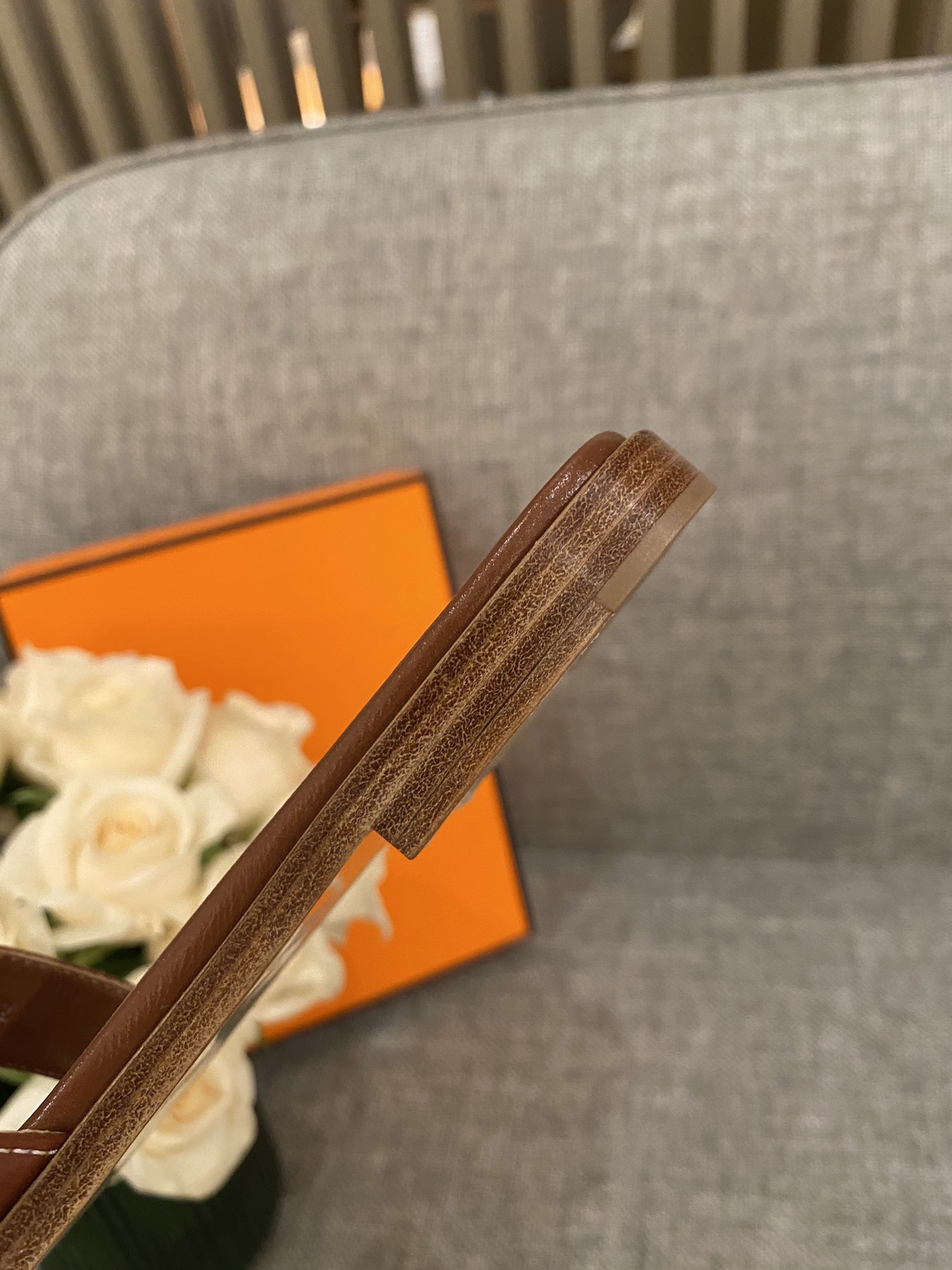 H**mes slippers in smooth leather