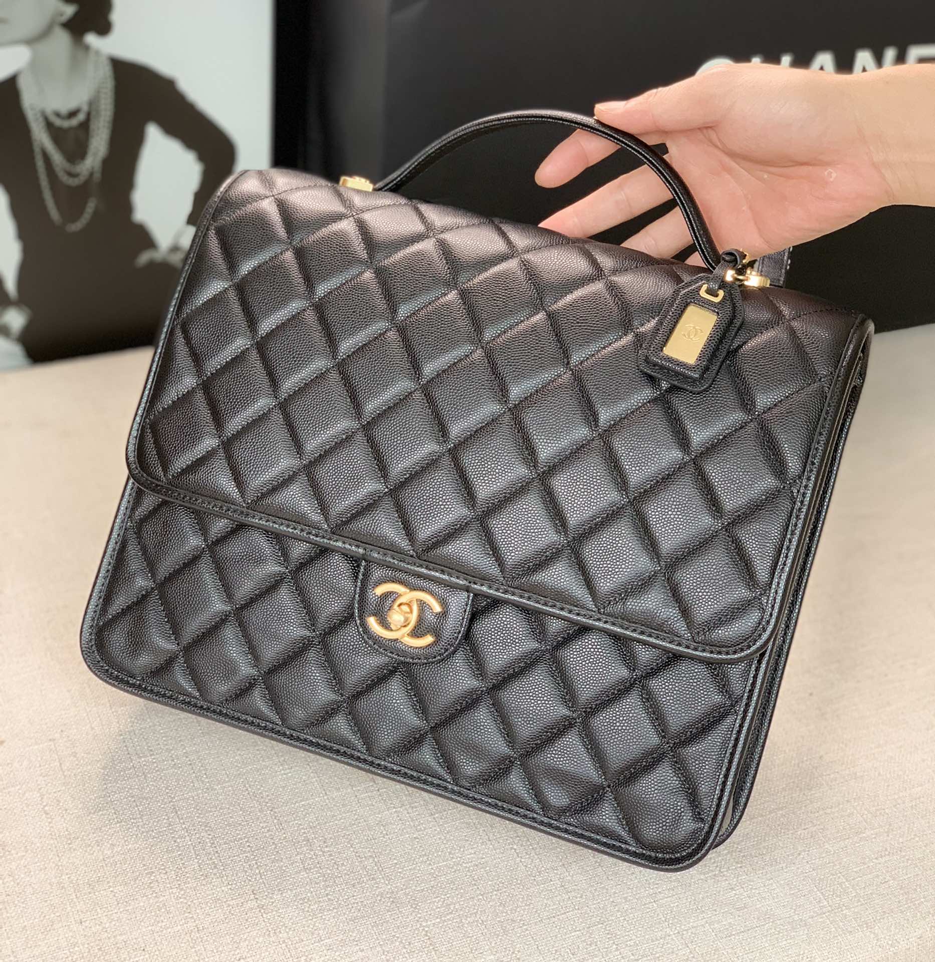 Ch@nel Caviar Leather Briefcaseg-31.5*31*9CM