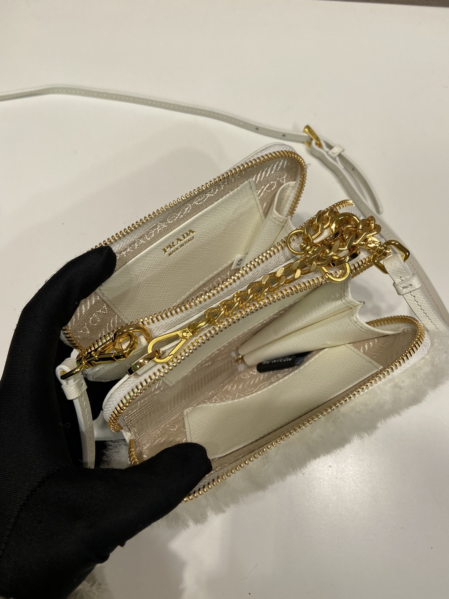 Pra*a 1nr015 double triangle bag -15*10*5cm