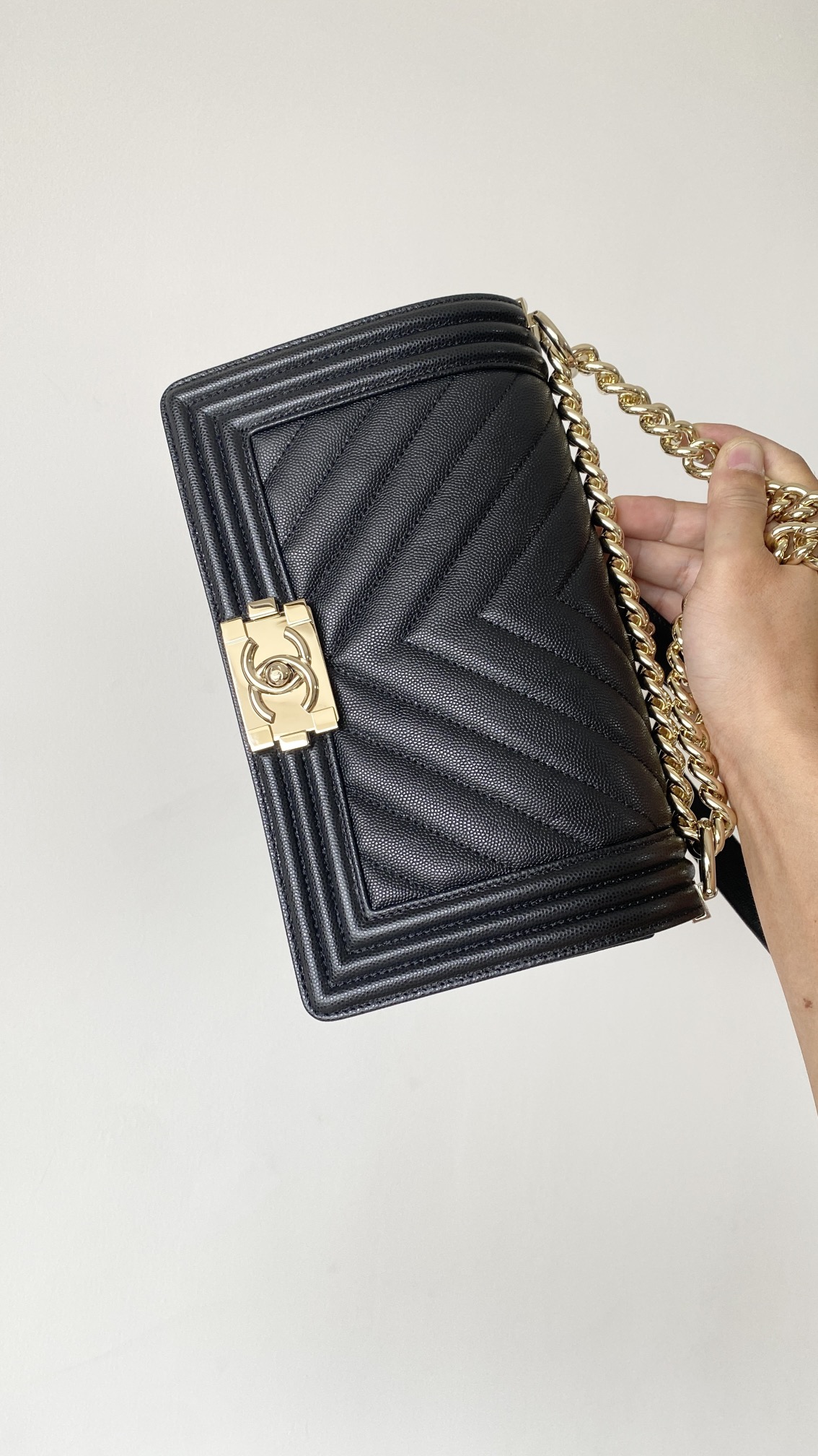 Ch@nel Boy Bag-Caviar-25CM