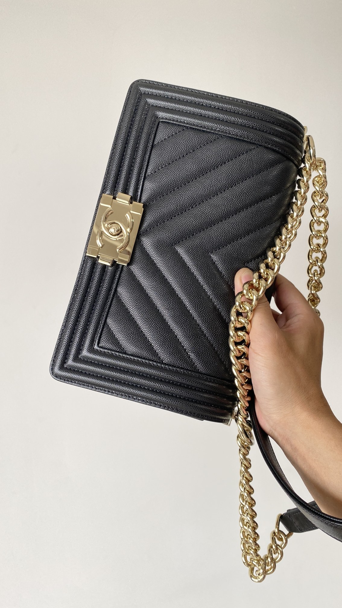 Ch@nel Boy Bag-Caviar-25CM