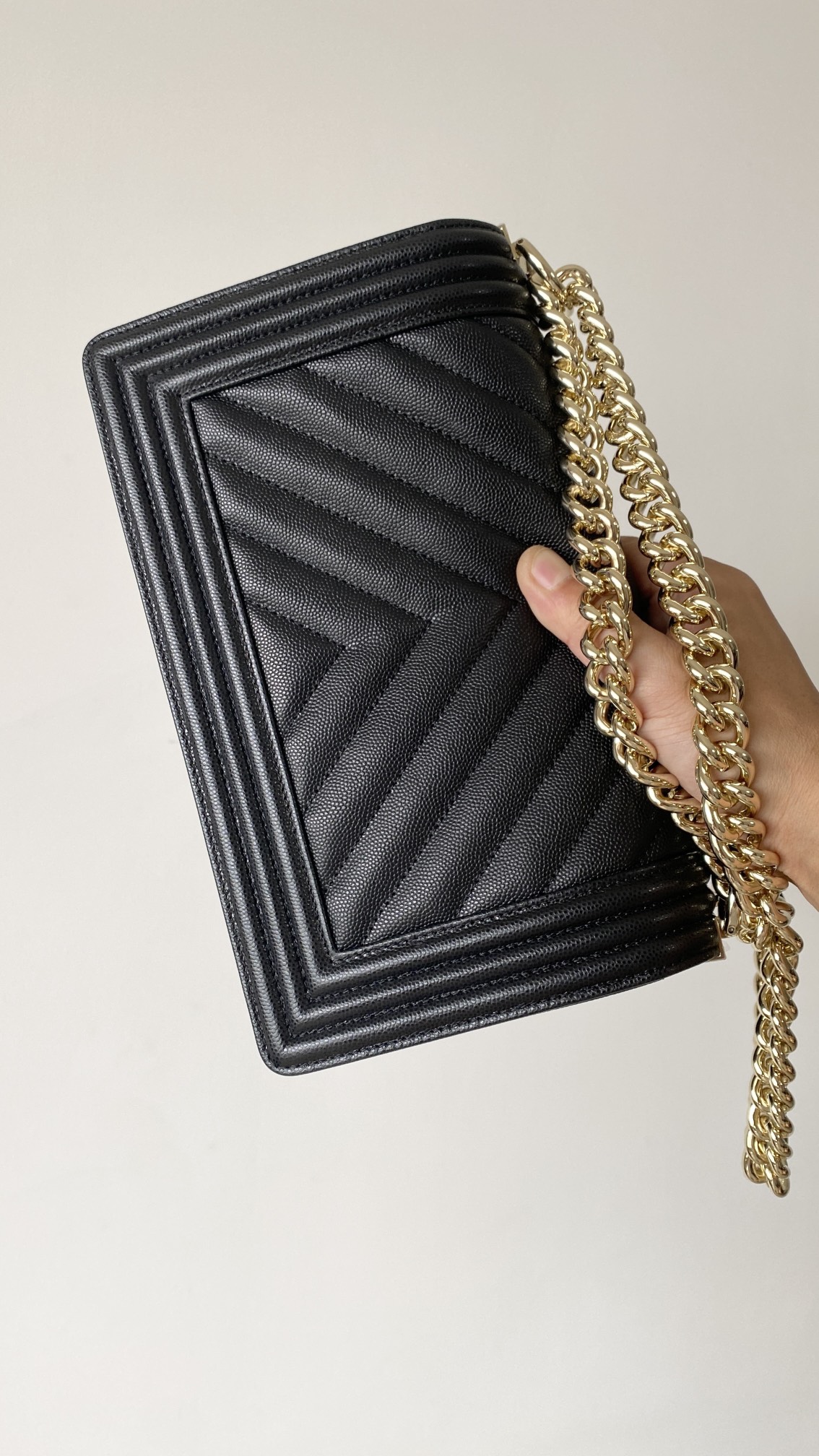 Ch@nel Boy Bag-Caviar-25CM