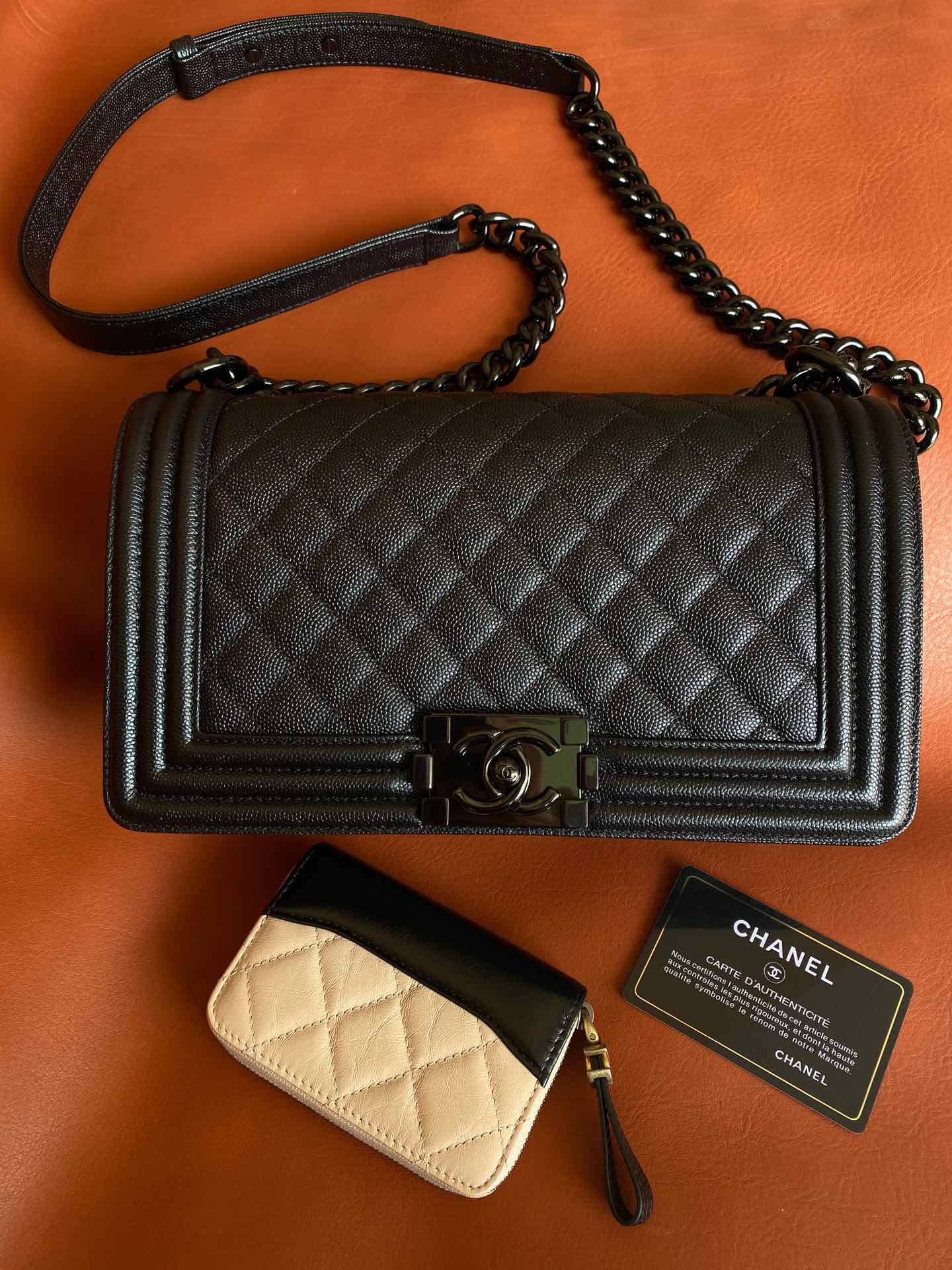 Ch@nel Boy Bag-Caviar-25CM