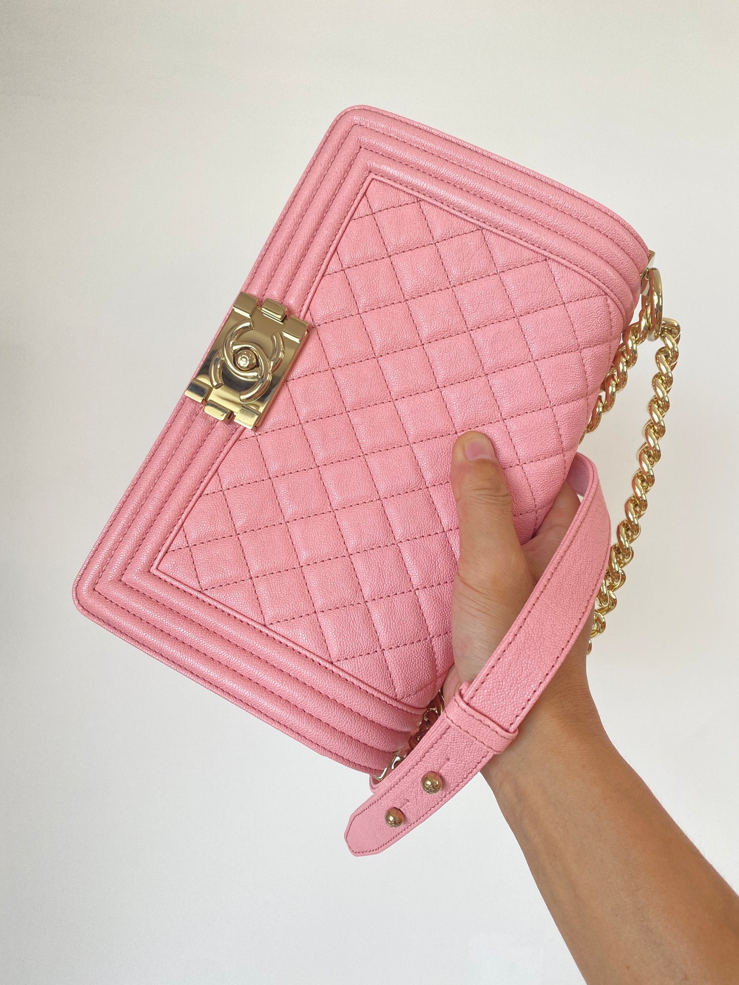 Ch@nel Boy Bag-Caviar-25CM