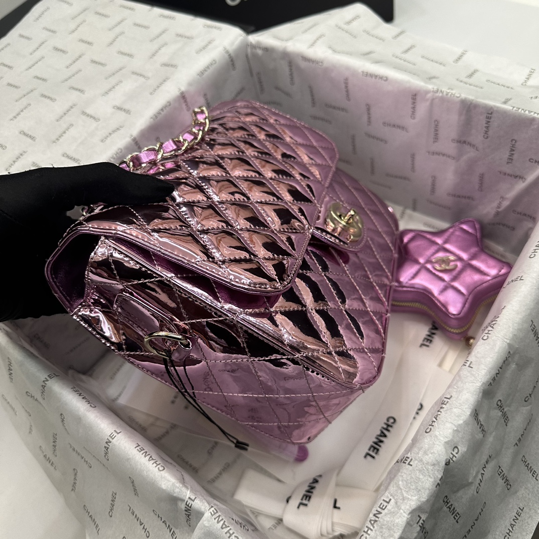 Ch@nel 2024SS Backpack & Star Coin Purse-18.5*23.5*8.5CM