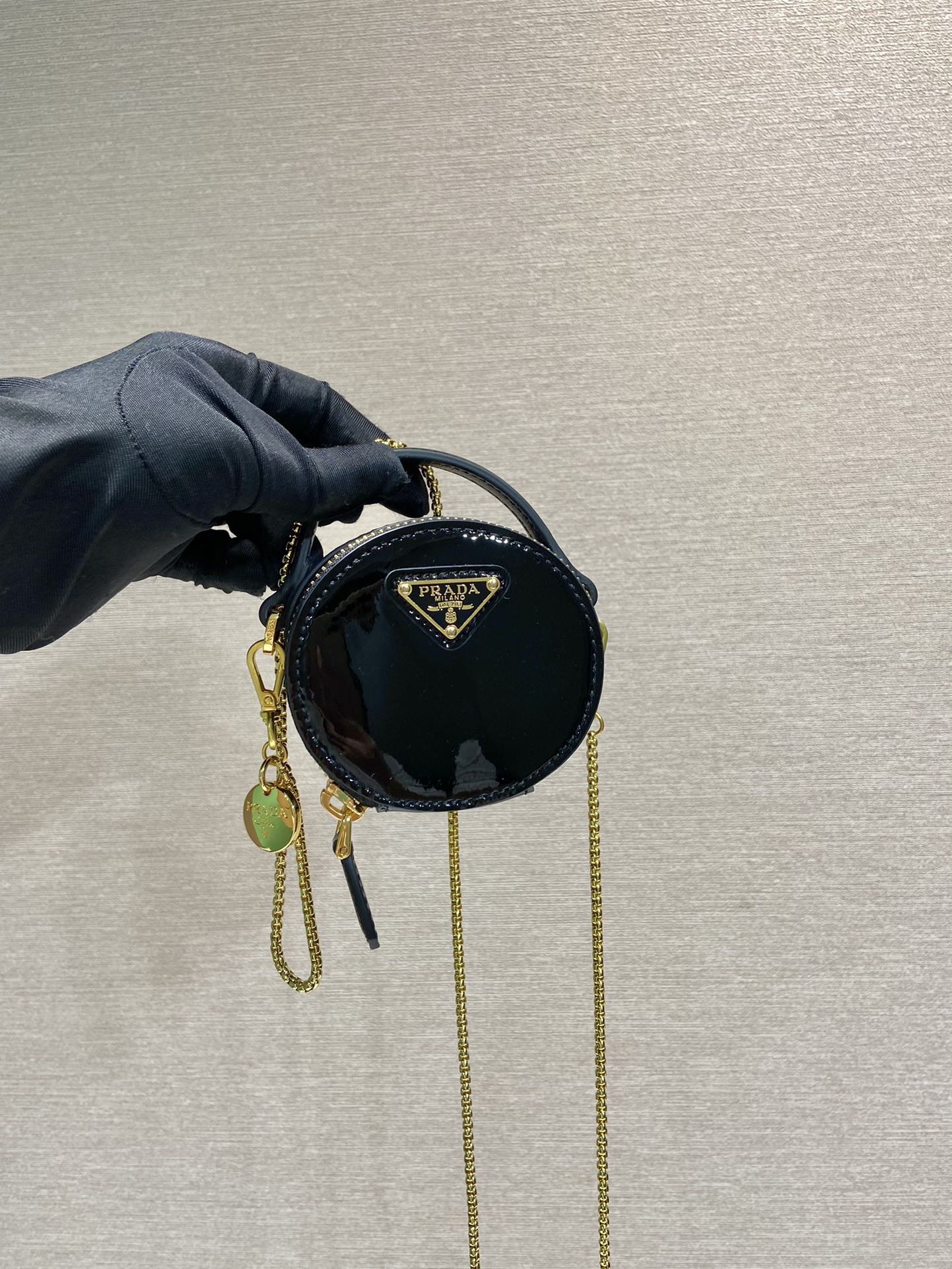 Pra*a 1nr023 mini round bag-8*8*3.5cm