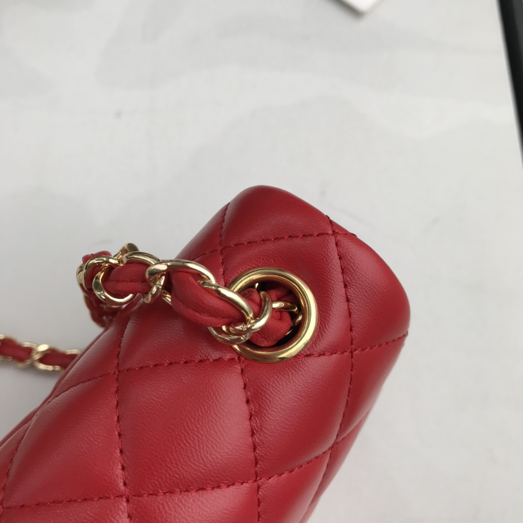 Ch@nel Flap Bag-Lambskin Leather-17CM