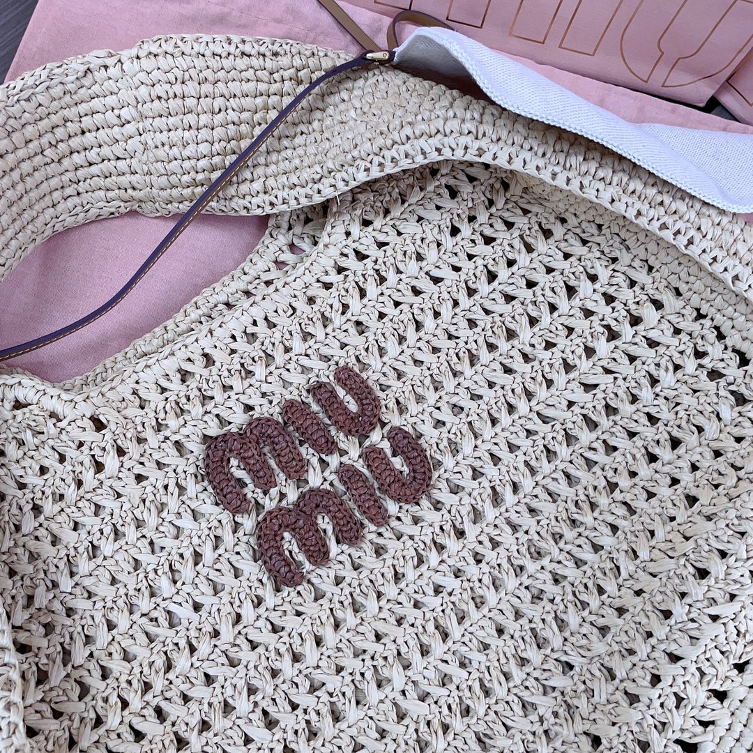 M*um*u raffia tote bag-44x 31.5 x8cm