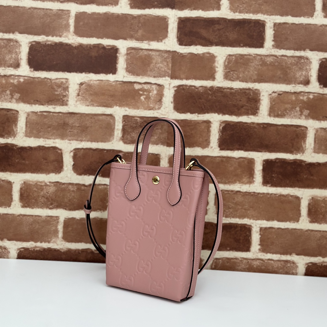 gvc*1 gg S*per mini bag with strap in pink gg leather |-20*13*2.5cm