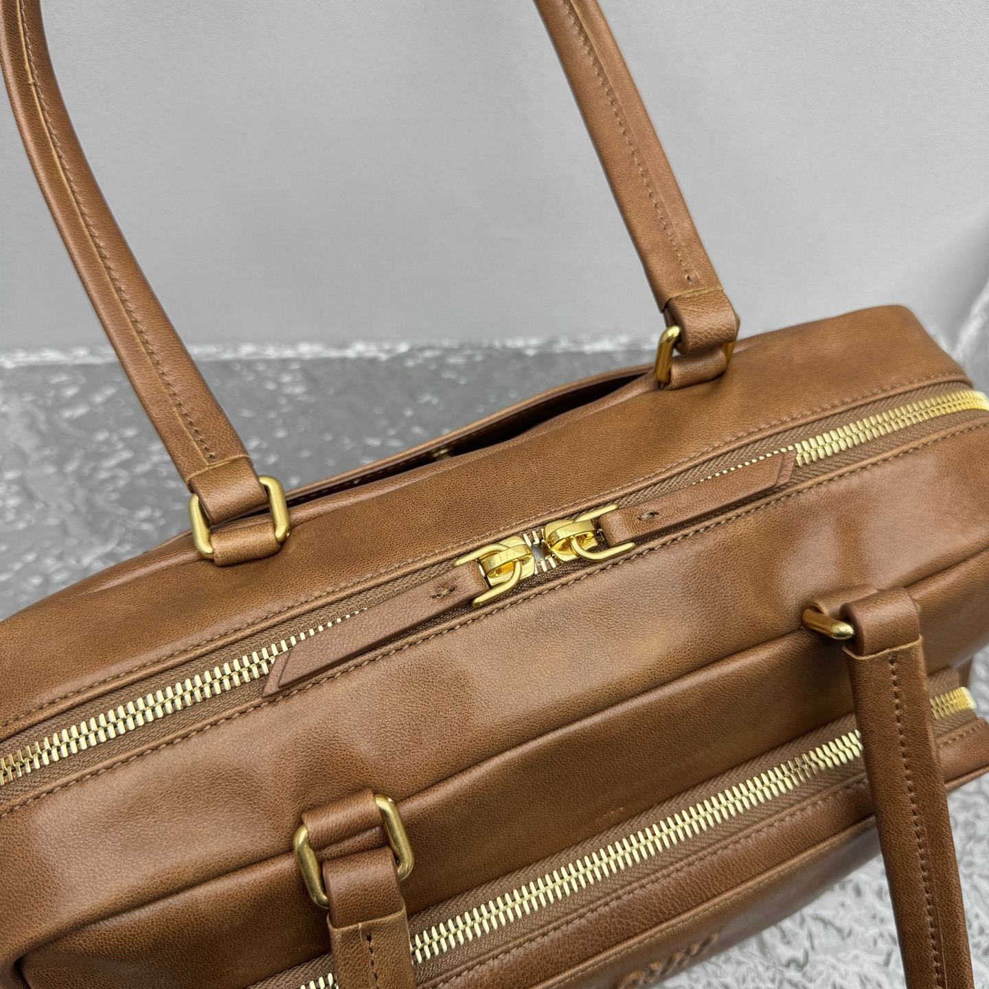 M1um1u pocket washed nappa leather bag-32*11*15.5cm