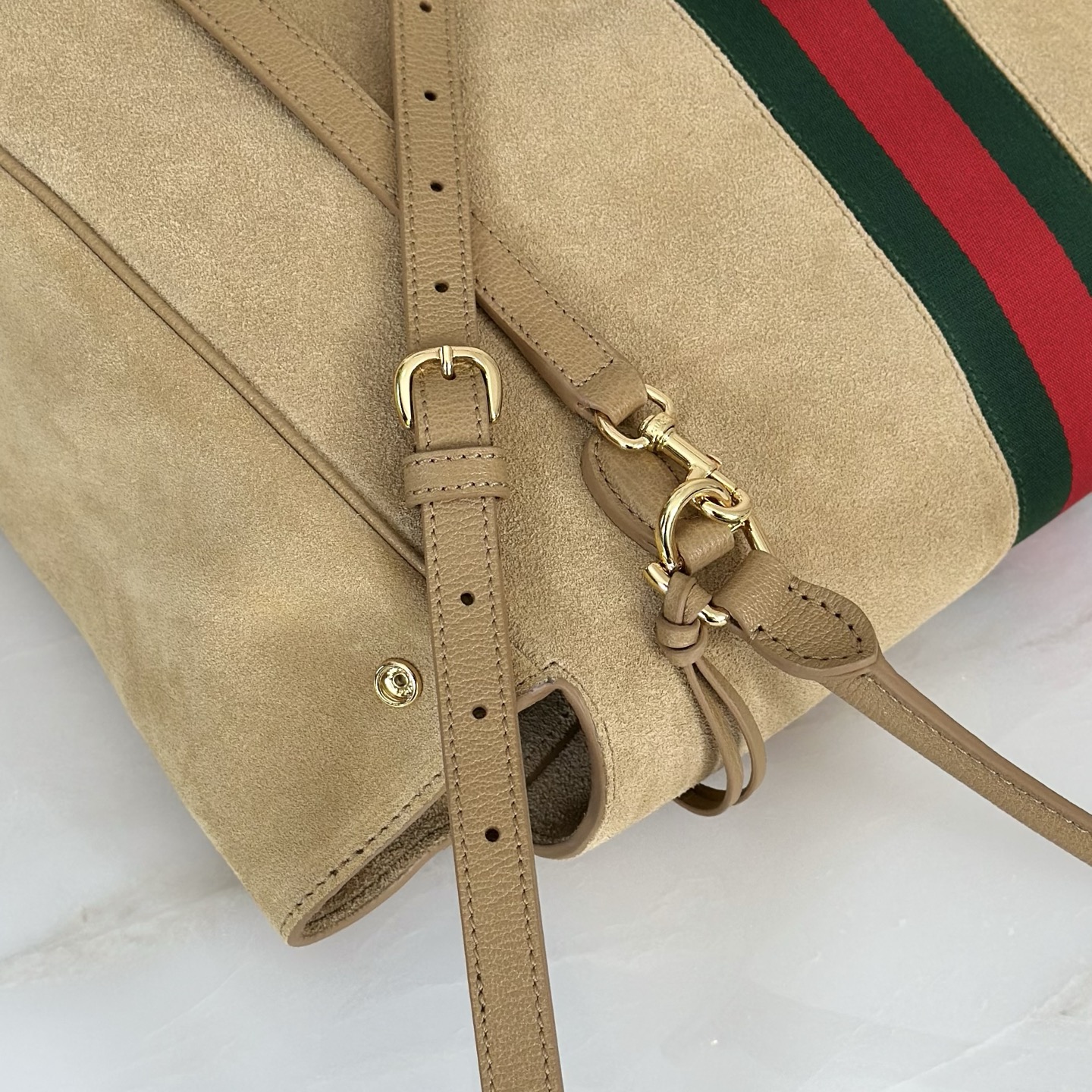 Gvc*1 Paparazzo Medium Top Handle Bag In Sand Suede-37*29*13CM