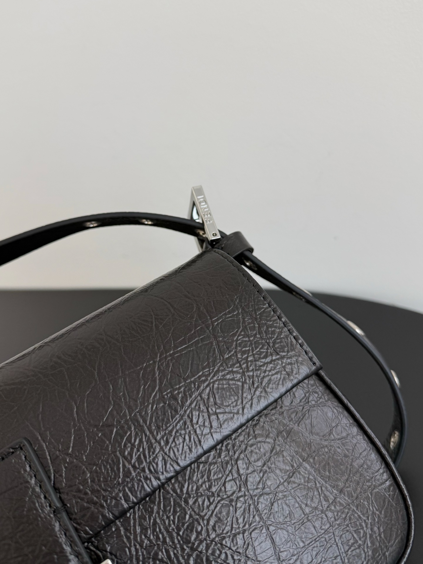 F**di Zucca Leather Baguette Shoulder Bag-26*14*4CM